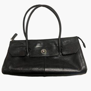 Pelle Studio Black Leather Handbag Good used condition Could use a polish & buff